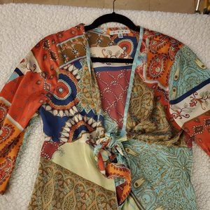 Cabi Silk Kimono tie top Size M